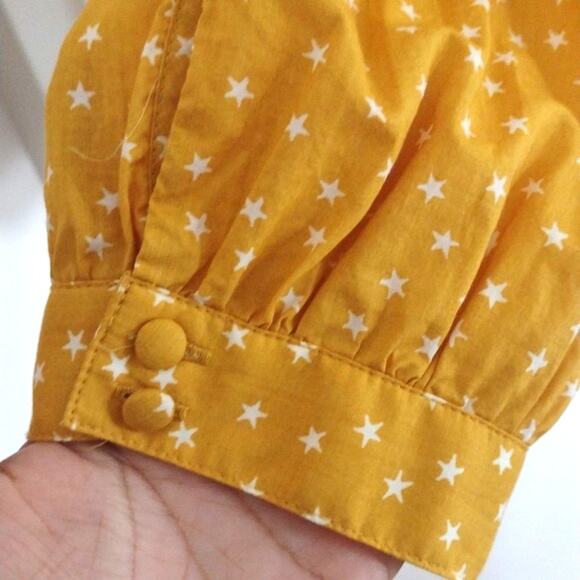 Madewell Wrap Top in Star Scatter Yellow Cotton Cropped Boho Preppy Size S - Picture 7 of 13